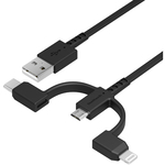 ＵＳＢケーブル／３ｉｎ１／両引巻取／１ｍ／ブラック　ＯＷＬ－ＣＢＲ２ＡＭＬＣ１０－ＢＫ　■お取り寄せ品