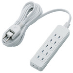 ほこり防止付きシャッタータップ　６個口　ＷＨ　３ｍ