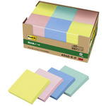 再生紙ふせん　７５×７５ｍｍ　パステルカラー　４色混色　大容量　６０冊