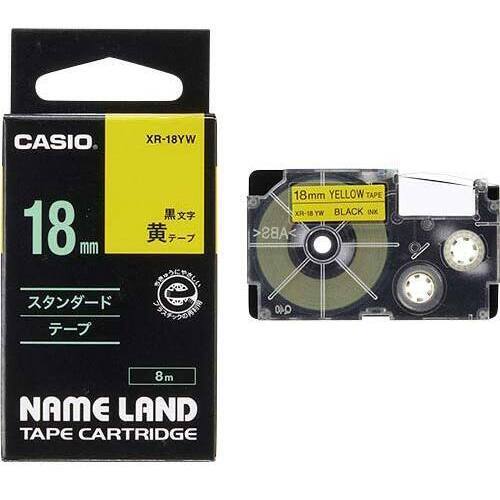 ネームランド　黄色テープ　１８ｍｍ　黒文字