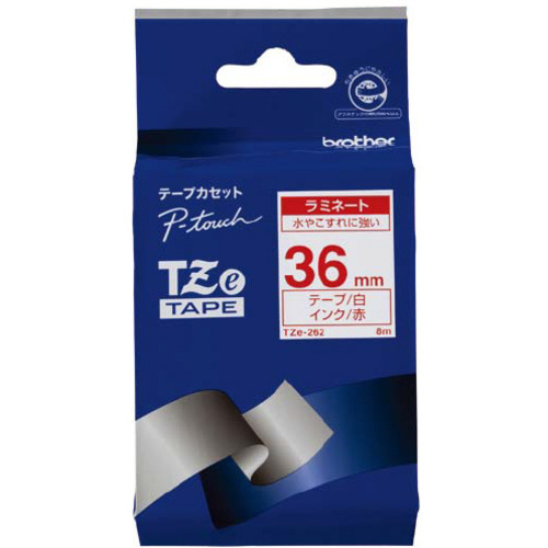 ピータッチＴＺｅテープ　白　赤文字　３６ｍｍ幅