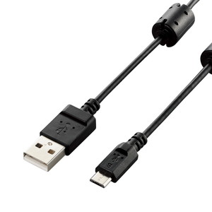 デジカメ用ＵＳＢケーブル／ｍｉｃｒｏＢ／フェライトコア／１．５ｍ／ブラック　■お取り寄せ品