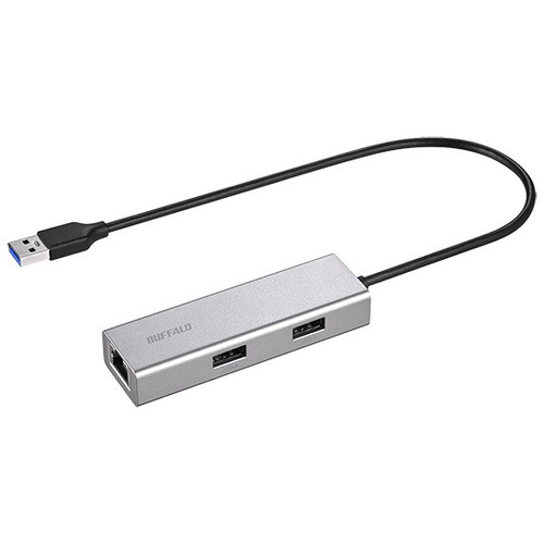 Ｇｉｇａ対応　ＵＳＢ－Ａ　ＬＡＮアダプター　ハブ付　シルバー　ＬＵＤ－Ｕ３－ＡＵ１０１ＳＶ　■お取り寄せ品
