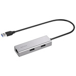 Ｇｉｇａ対応　ＵＳＢ－Ａ　ＬＡＮアダプター　ハブ付　シルバー　ＬＵＤ－Ｕ３－ＡＵ１０１ＳＶ　■お取り寄せ品