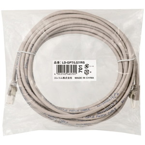 ＲｏＨＳ指令準拠ＬＡＮケーブル／ＣＡＴ６／爪折れ防止／７ｍ／ライトグレー／簡易パッケージ　■お取り寄せ品