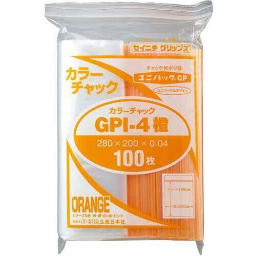 ユニパックカラーチャック橙Ｂ５　１００枚入&times;５