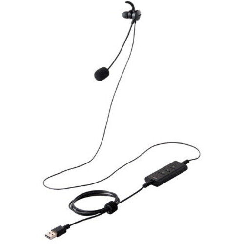有線イヤホンヘッドセット／ＵＳＢ－Ａ／片耳／ブラック　ＨＳ－ＥＰ１００ＵＮＣＢＫ　■２営業日内届