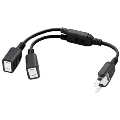ＡＣアダプタを２個繋げるケーブル　０．２ｍブラック　【お取り寄せ品】６営業日以内届
