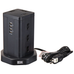 タワー型集中スイッチ付タップ　１２Ｐ　４ＵＳＢ　ＷＢＳ－ＴＷ１２０４ＵＳＢ（ＢＫ）　■お取り寄せ品