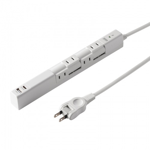 回転タップ（ＡＣ４個口＋Ｔｙｐｅ－Ｃ＋ＵＳＢ－Ａ・ＰＤ２０Ｗ・ホワイト）　ＴＡＰ－Ｂ１１３ＵＣ－２Ｗ　■お取り寄せ品