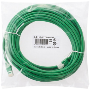 ＥＵ　ＲｏＨＳ指令準拠　ツメ折れ防止ＬＡＮケーブル　Ｃａｔ５Ｅ／１０．０ｍ／簡易パッケージ仕様／グリーン　■お取り寄せ品