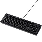 有線フルキーボード／メンブレン式／メカニカルライク／ＵＳＢ（２．０）２ポート／１０００万回高耐久／黒　■お取り寄せ品