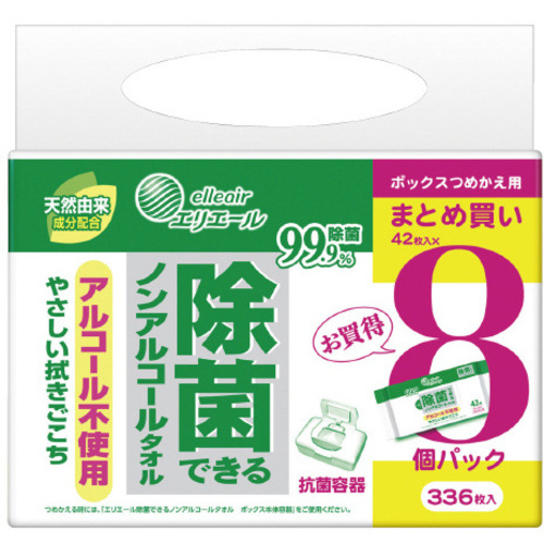 除菌できるノンアルコール　ボックス詰替４２枚×８Ｐ