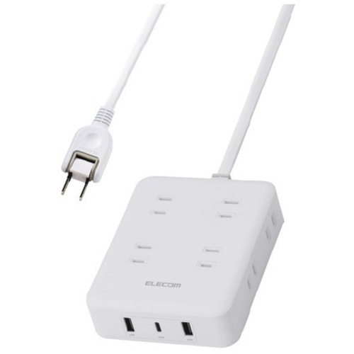電源タップ　ＵＳＢ延長コード　８個口　ホワイト