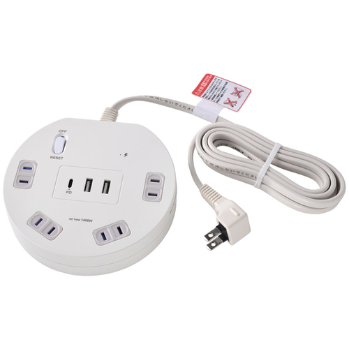 丸形ＵＳＢタップ　４個口　ＰＤ２０Ｗ　ホワイト　ＷＬＳ－Ｒ４３２２ＢＵＣ（Ｗ）　■お取り寄せ品