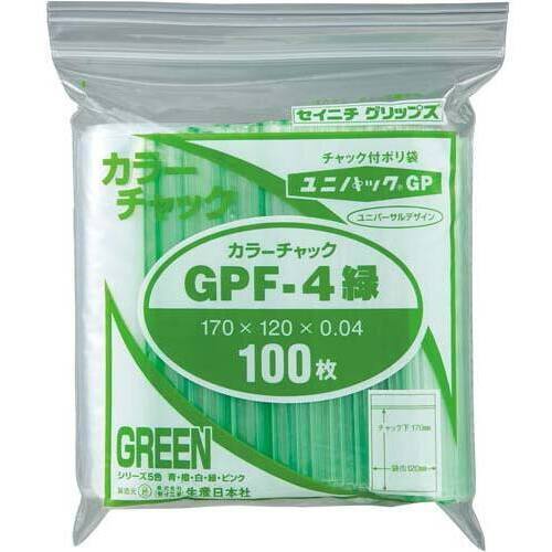 ユニパックカラーチャック緑Ａ６　１００枚入&times;５