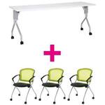 セット品　ＵＰ１８６０ＷＨ＆ＭＮチェア肘付グリーン　【組立サービス付】