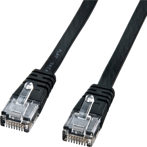カテゴリ６フラットケーブル（２ｍ・ブラック）　ＫＢ－ＦＬ６－０２ＢＫＮ　■お取り寄せ品