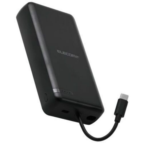 モバイルバッテリー／ＵＳＢ　ＰＤ／２０Ｗ／ケーブル一体／ブラック　ＤＥ－Ｃ６４－２００００ＢＫ　■お取り寄せ品