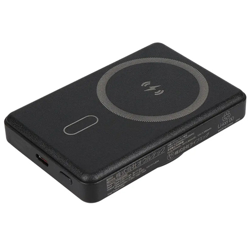 モバイルバッテリー／５０００ｍＡｈ／マグネット式／ワイヤレス／ブラック　ＯＷＬ－ＬＰＢ５０２５ＭＧ－ＢＫ　■お取り寄せ品