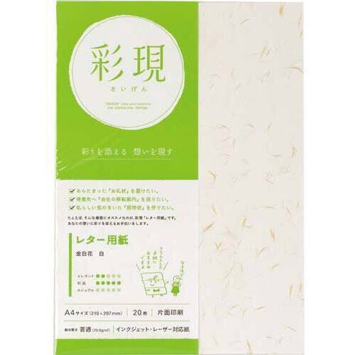 彩現　レター用紙　金白花　白　１冊２０枚×１０