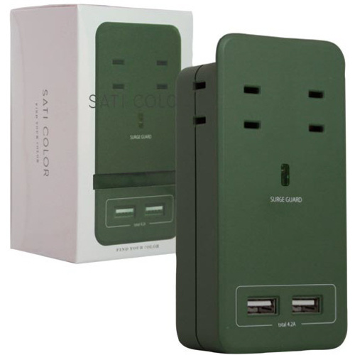 ＳＡＴＩＣＯＬＯＲ　ＡＣ&times;４　ＵＳＢ&times;２　オリーブ　【お取り寄せ品】９営業日以内届