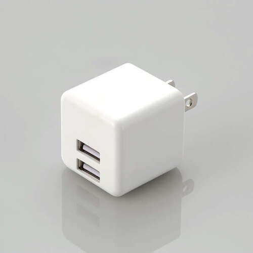 ＡＣ充電器／ＵＳＢ－Ａメス２ポート／キューブ型／ホワイト　ＭＰＡ－ＡＣＵ１１ＷＨ　■お取り寄せ品
