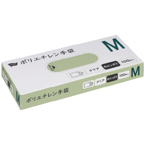 ポリエチレン手袋　内エンボス　Ｍ　１００枚入　クリア&times;６０