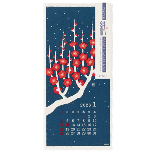 ２０２６壁掛カレンダー　越前和紙　Ｓ　花柄　【お取り寄せ品】１３営業日以内届
