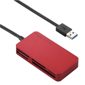 メモリリーダライタ／ＵＳＢ３．０／ＳＤ・ｍｉｃｒｏＳＤ・ＭＳ・ＸＤ・ＣＦ対応／スリムコネクタ／レッド　■２営業日内届