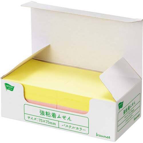 強粘着ふせん　７５×７５　パステル４色　１０冊