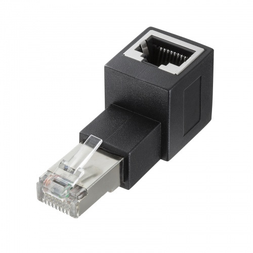 ＲＪ－４５Ｌ型変換アダプタ（上出し、カテゴリ６Ａ　ＳＴＰ）　ＡＤＴ－ＲＪ６Ａ－ＬＵ　■お取り寄せ品