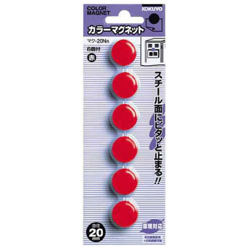 カラーマグネット　直径２０ｍｍ　６個入　赤
