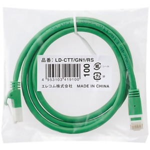 ＥＵ　ＲｏＨＳ指令準拠　ツメ折れ防止ＬＡＮケーブル（Ｃａｔ５Ｅ）／１．０ｍ／簡易パッケージ仕様／グリーン　■お取り寄せ品