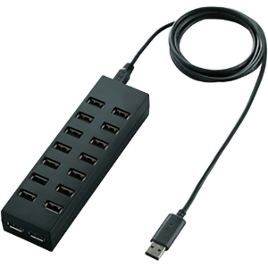 １６ポートセルフパワーＵＳＢハブ／ブラック　■お取り寄せ品