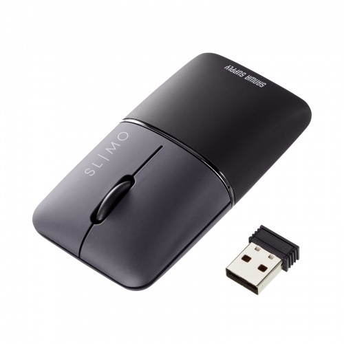 静音ワイヤレスブルーＬＥＤマウス　ＳＬＩＭＯ　（充電式・ＵＳＢ　Ａ・ブラック）　■お取り寄せ品