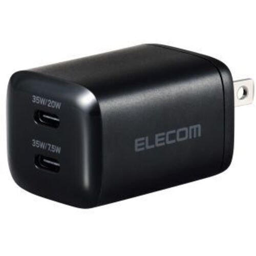 ＡＣ充電器／ＵＳＢ充電器／ＵＳＢ　ＰＤ対応／３５Ｗ／ＵＳＢ－Ｃ&times;２／スイングプラグ／ブラック　■お取り寄せ品