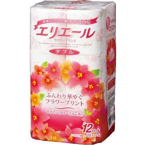 エリエールフラワープリント　ダブル２５ｍ　１２個