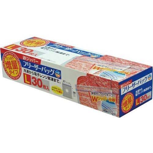 Ｗジッパーフリーザーバッグ　Ｌ　３０枚入×５
