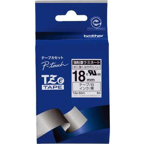 ピータッチＴＺｅテープ白強粘着　黒文字　１８ｍｍ幅