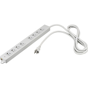 ３ピン式電源タップ　２重構造　雷サージ＆ランプ付　８個口／１ｍ　ライトグレー　■お取り寄せ品