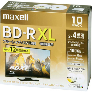 録画用ブルーレイディスク　ＢＤ－Ｒ　ＸＬ（２～４倍速対応）　７２０分／３層１００ＧＢ　１０枚　■２営業日内届