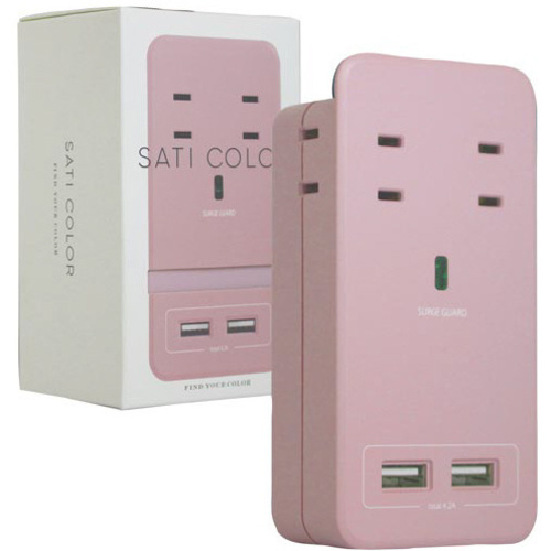 ＳＡＴＩＣＯＬＯＲ　ＡＣ&times;４　ＵＳＢ&times;２　ピンク　【お取り寄せ品】９営業日以内届