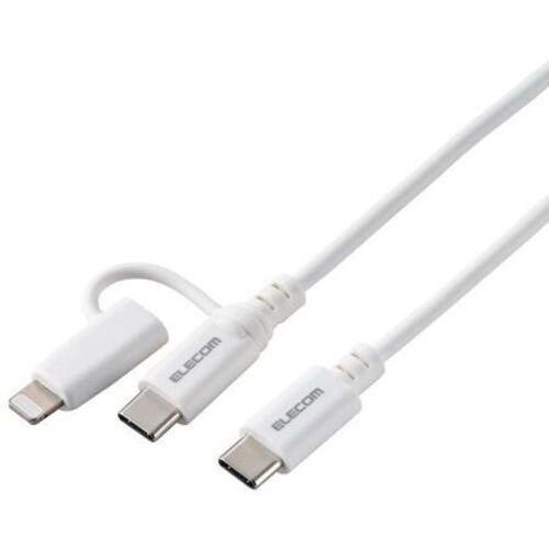 ２ｉｎ１ＵＳＢケーブル／Ｔｙｐｅ－Ｃ＋Ｌｉｇｈｔｎｉｎｇ／２．０ｍ／ホワイト　■お取り寄せ品