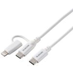 ２ｉｎ１ＵＳＢケーブル／Ｔｙｐｅ－Ｃ＋Ｌｉｇｈｔｎｉｎｇ／２．０ｍ／ホワイト　■お取り寄せ品