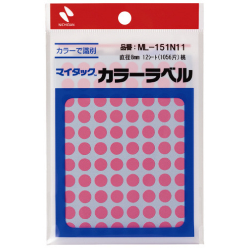 マイタックカラーラベル　８ｍｍ　桃ｘ１０