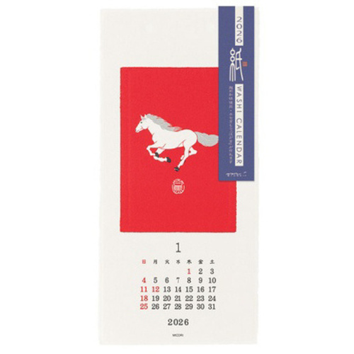 ２０２６壁掛カレンダー　越前和紙　Ｓ　動物柄　【お取り寄せ品】１３営業日以内届