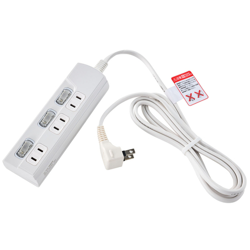 ＬＥＤ個別スイッチ付電源タップ　３個口　２ｍ　ホワイト　ＷＬＫ－３２（Ｗ）　■お取り寄せ品