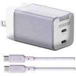 ＰＤ　ＡＣ充電器／ＵＳＢ－Ｃｘ２／パープル＆Ｃ－Ｃケーブル　ＡＰＤ－Ｖ０６５Ｃ２－ＰＵ－ＳＣ１０Ｕ２　■お取り寄せ品