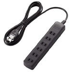 雷ガードタップ　６個口　２．５ｍ　ブラック